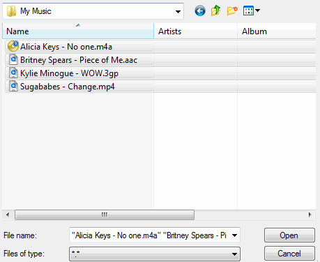 Select files to convert